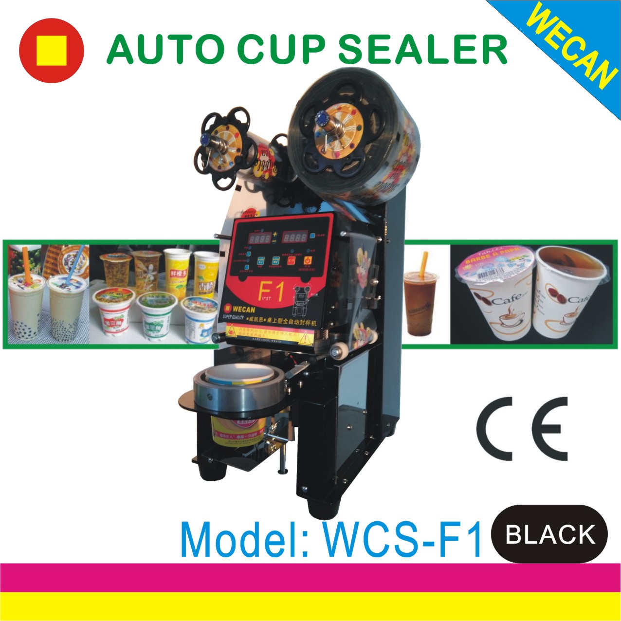 Details about   220V Electric Plastic Drink Tea Cup Sealer Bubble Tea Sealing Machine 300Cups/h 